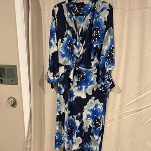 Simply Vera Wang Elegant Blue Floral Women's Dress XL